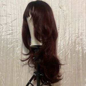 Long maroon and black hombre wig with bangs super long new with tags beautiful